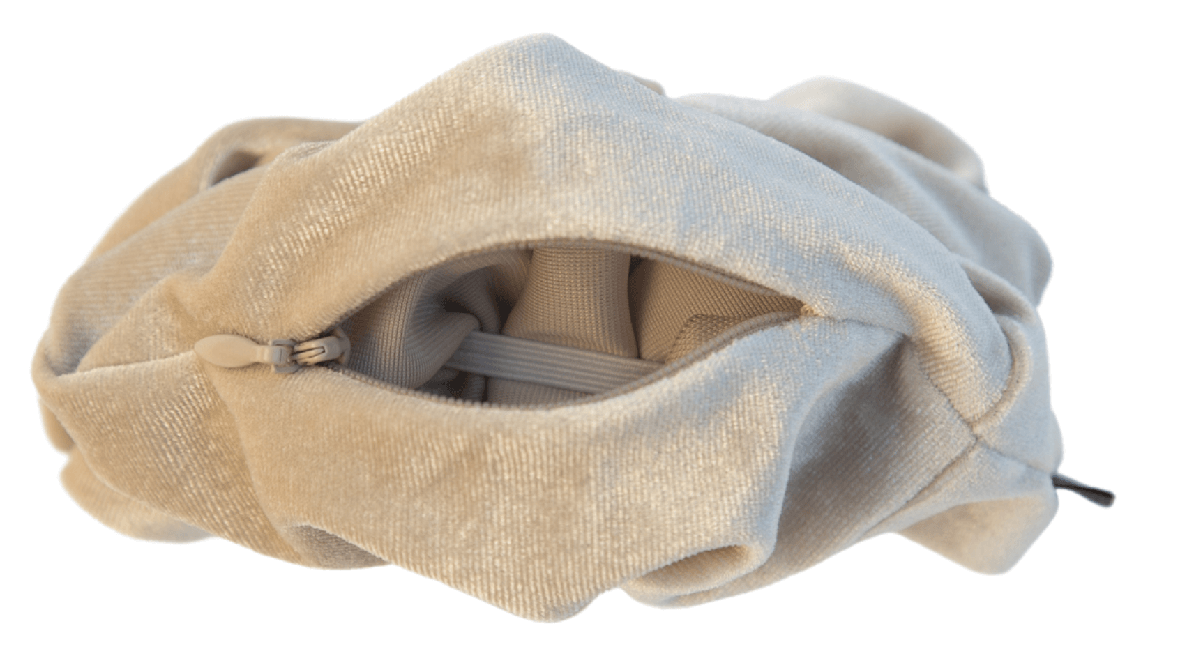 Scrunchies with Pockets - Light Beige Velvet Oversized Secret Scrunch